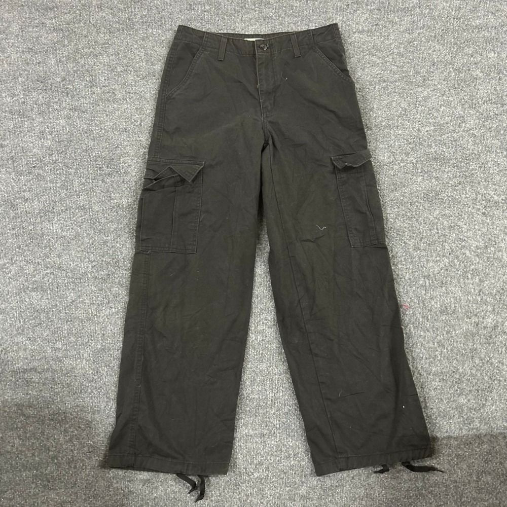Levi's Cargo Pants Womens Size 27 Black 94 Baggy Cotton Wide Leg Utility Street